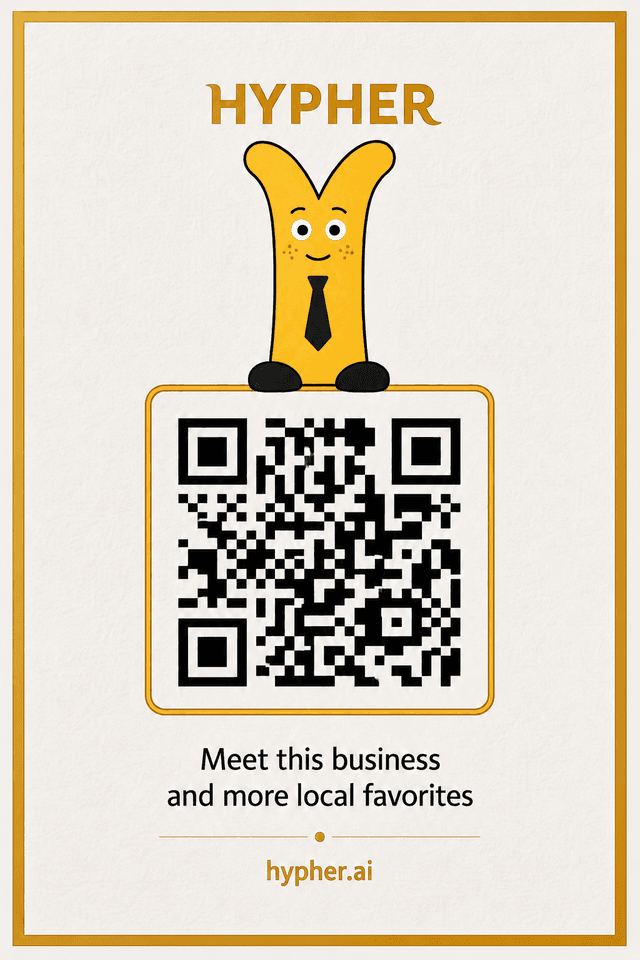 The Hypher counter card, with a QR code under the mascot